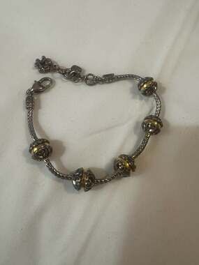 Brighton Two-Tone Silver and Gold Tone Bead Charm Bracelet